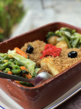 Bacalhau com broa de milho